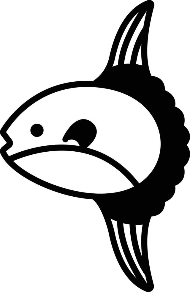 Ocean sunfish glyph and line vector illustration