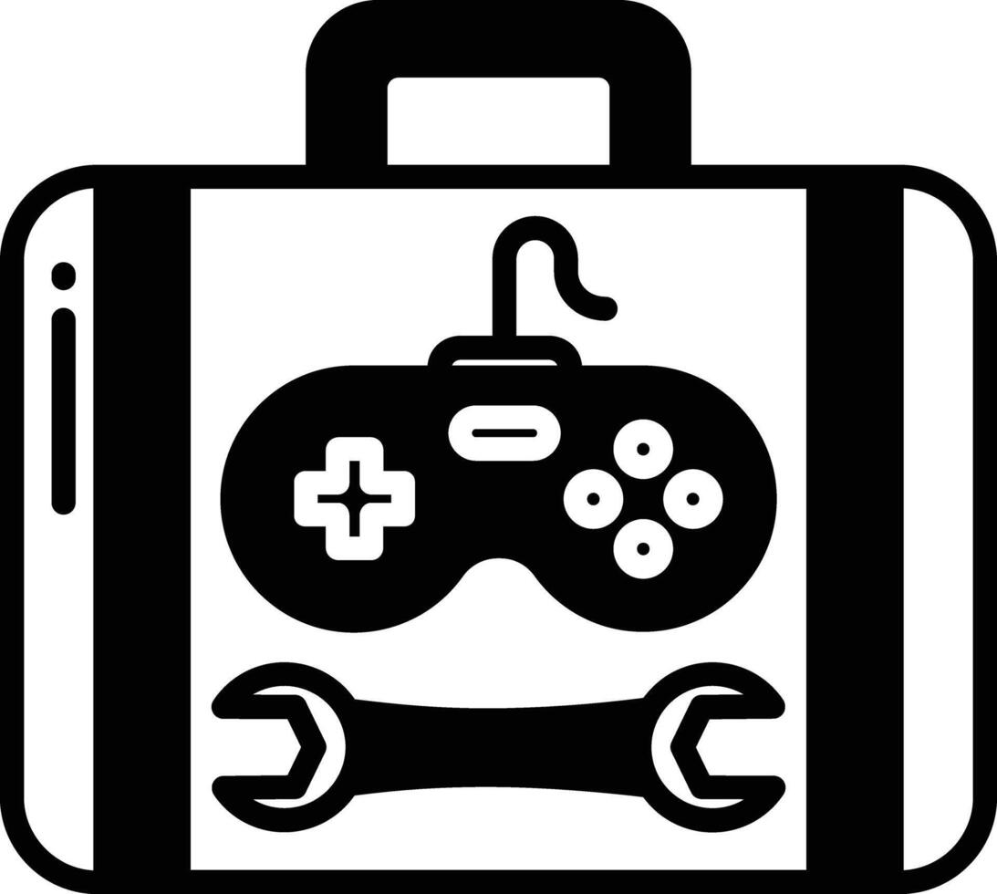Briefcase glyph and line vector illustration