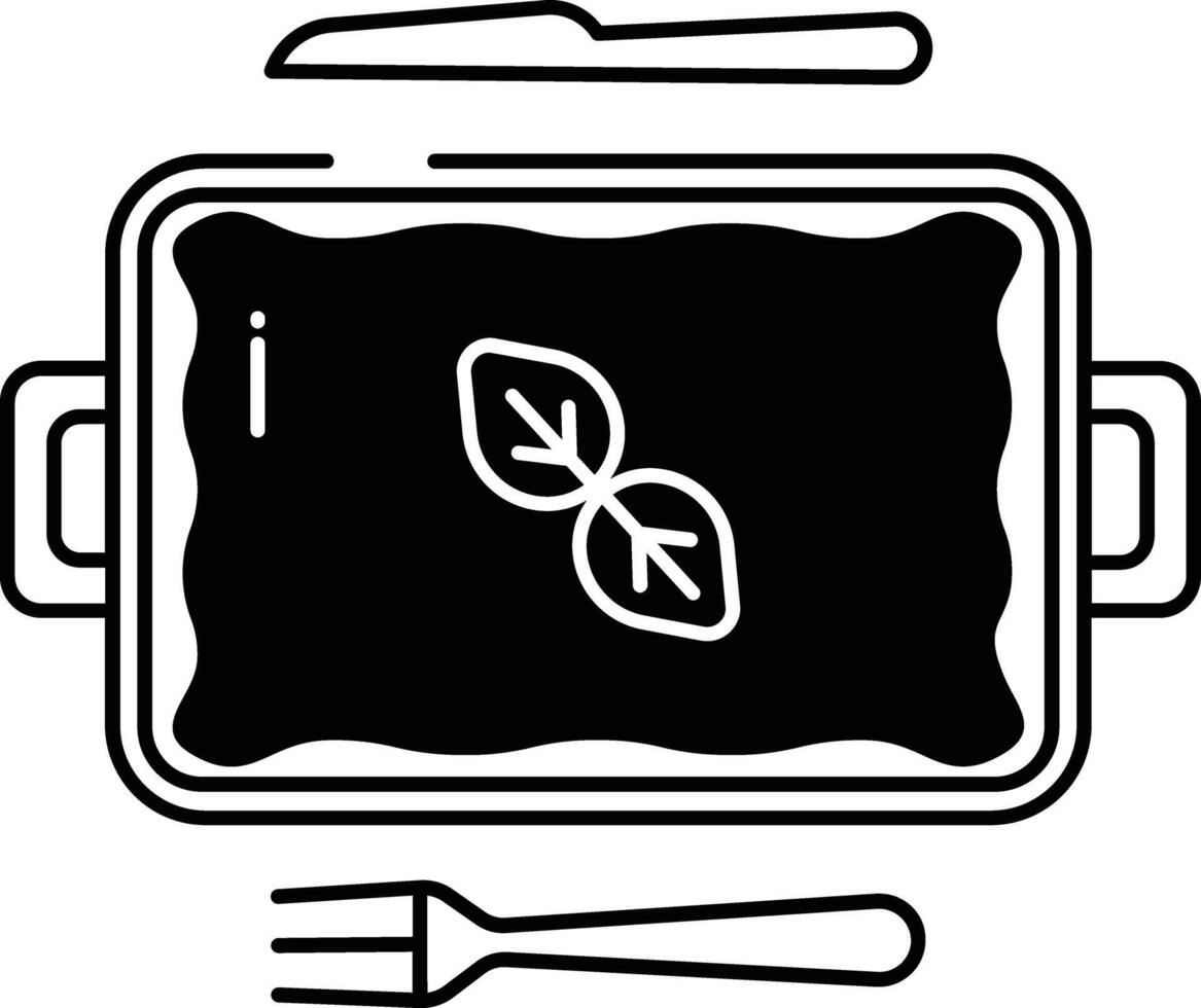 Lasagna dish glyph and line vector illustration