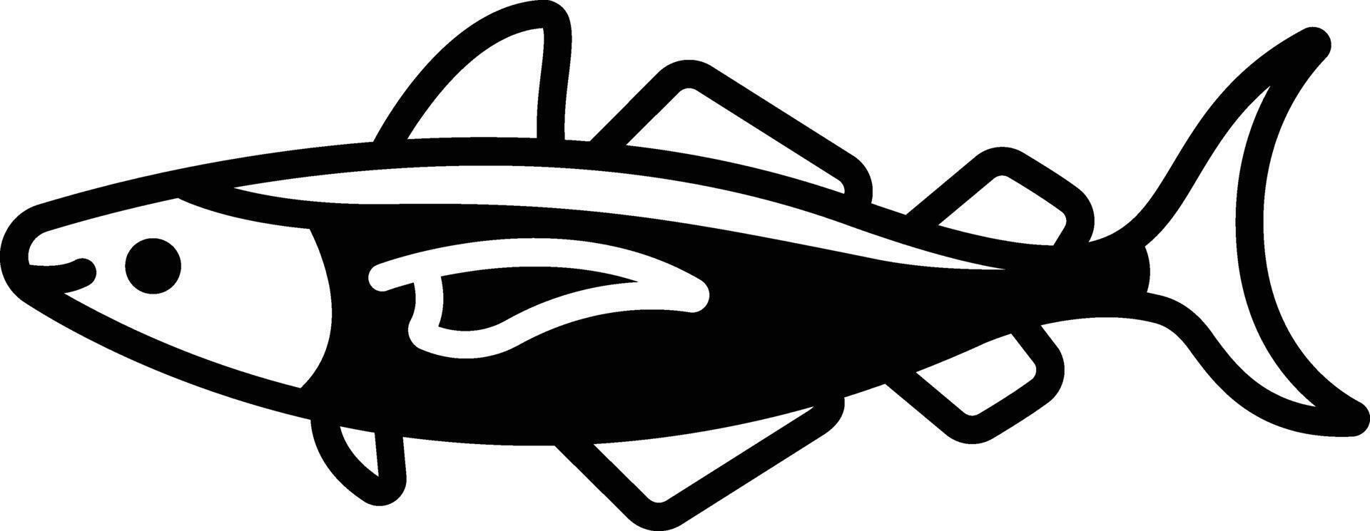 abadejo pescado glifo y línea vector ilustración