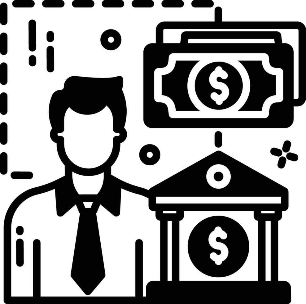 Banker and Banking glyph and line vector illustration