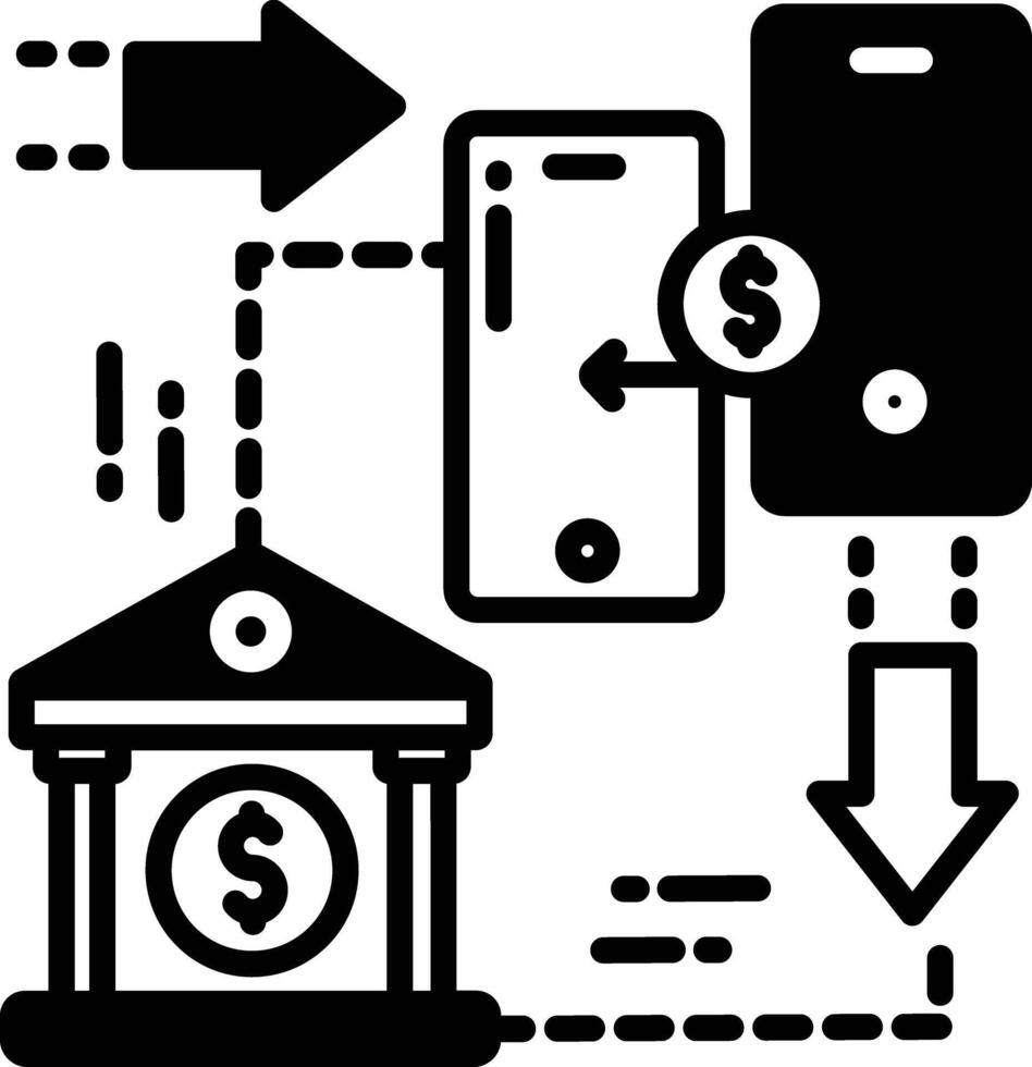 money transfer glyph and line vector illustration