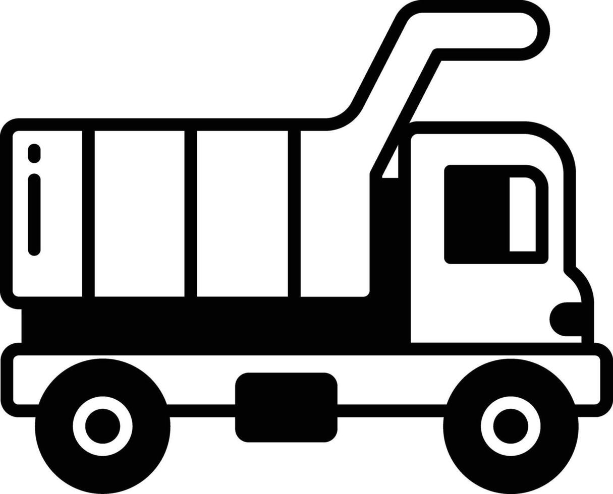 Dump Truck glyph and line vector illustration