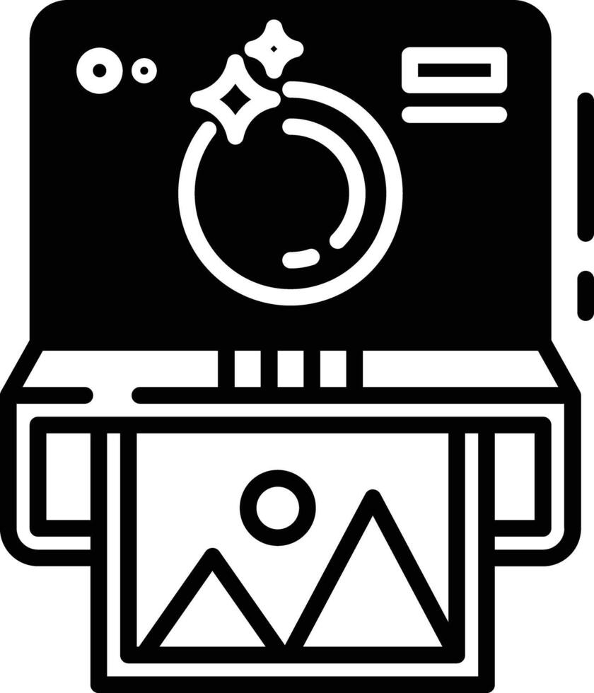 camera glyph and line vector illustration