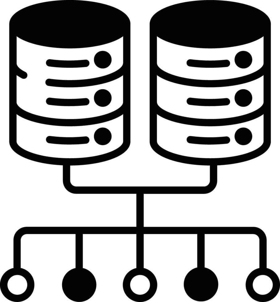 Server glyph and line vector illustration