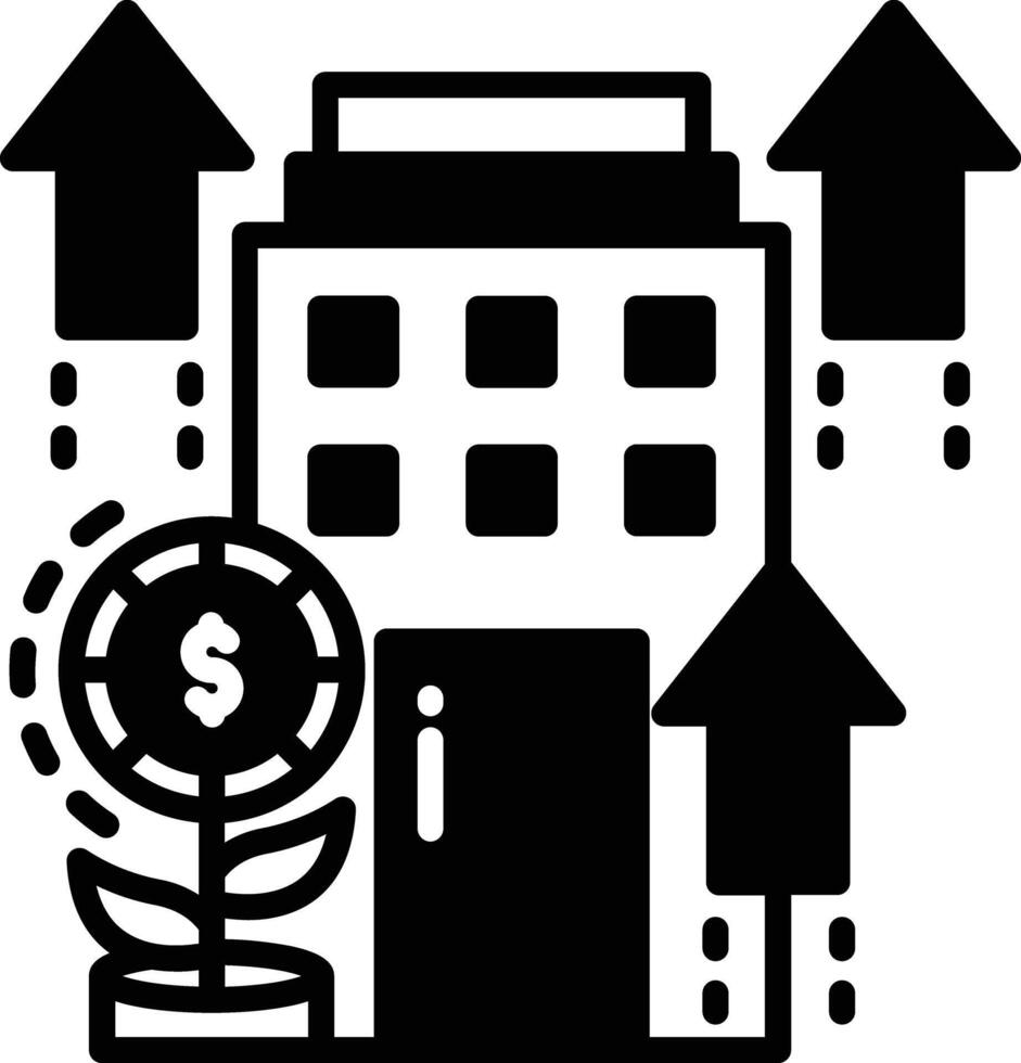 negocio crecimiento glifo y línea vector ilustración