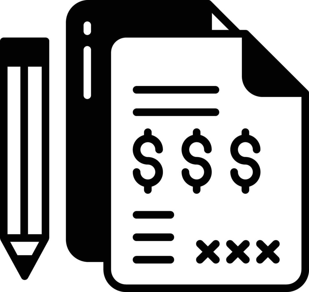 Finanzas documento glifo y línea vector ilustración