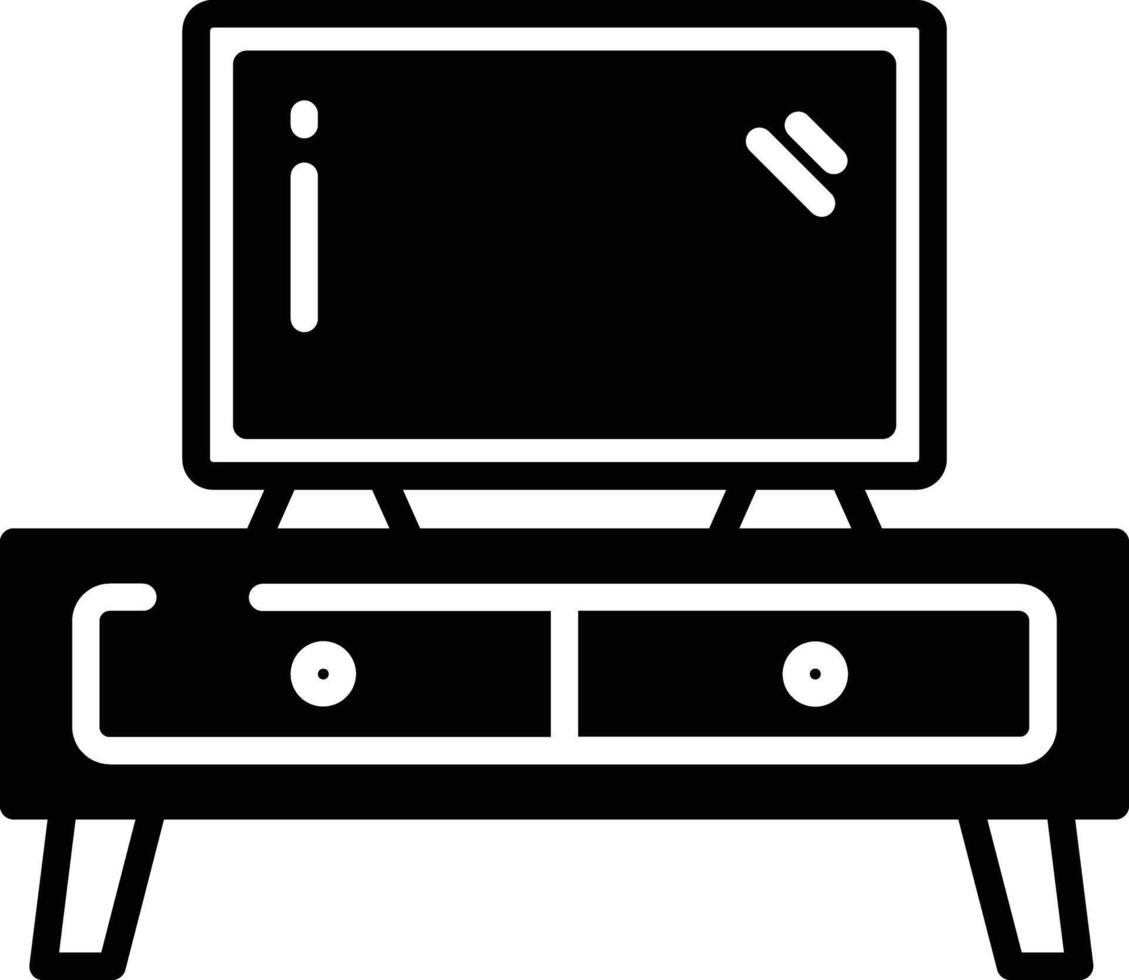 Tv Table glyph and line vector illustration