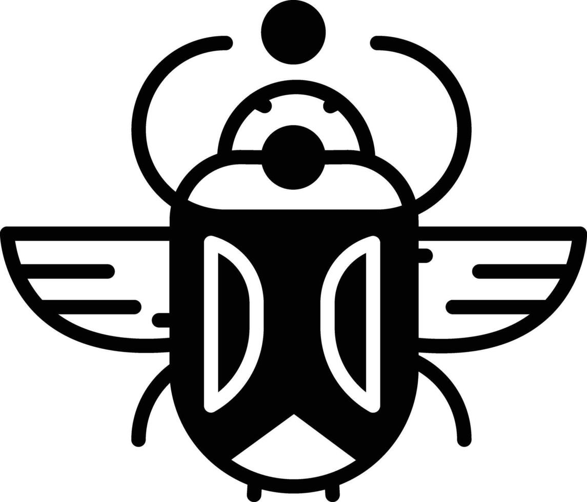 Beetle glyph and line vector illustration