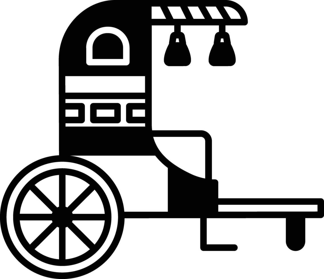 Chinese carriage glyph and line vector illustration