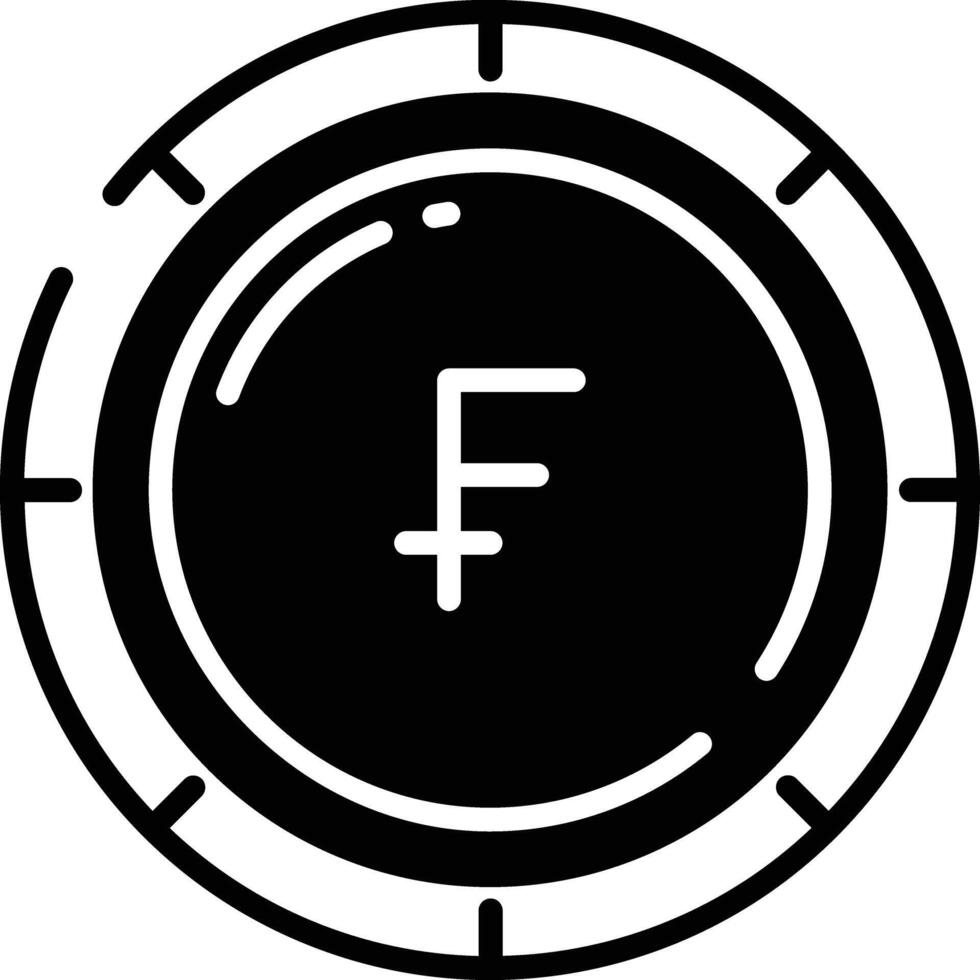 Swiss Franc coin glyph and line vector illustration