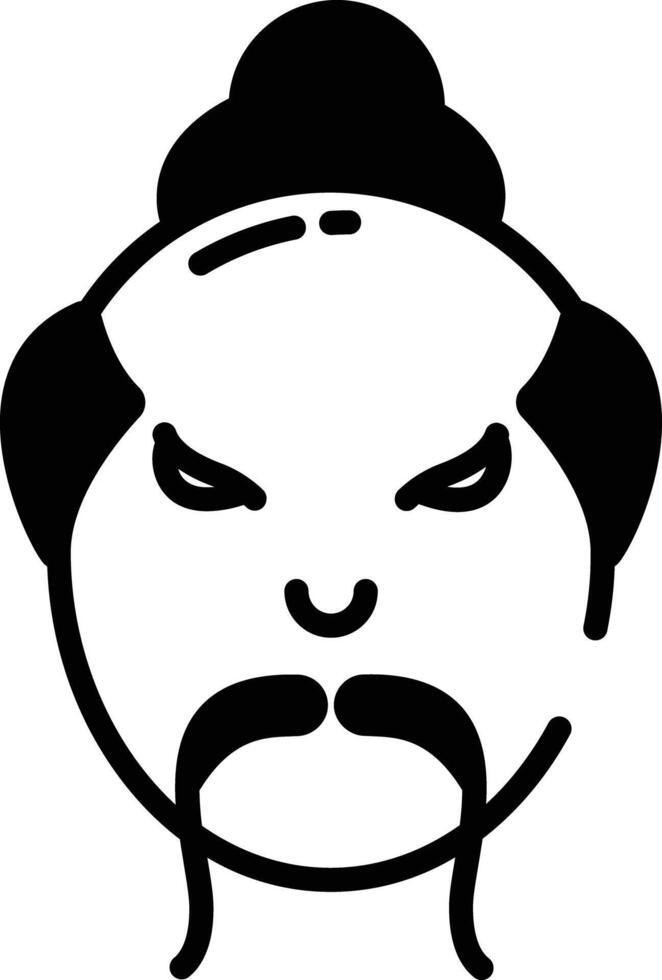 Samurai glyph and line vector illustration