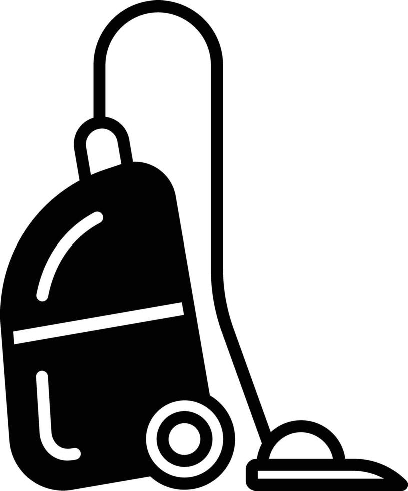 Vacuum cleaner glyph and line vector illustrations