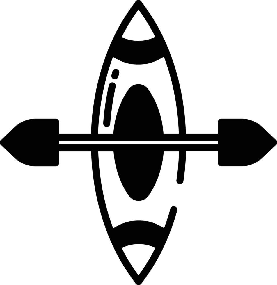 Kayak glyph and line vector illustration