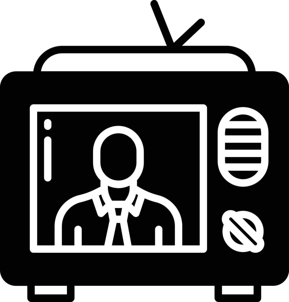 Television glyph and line vector illustration