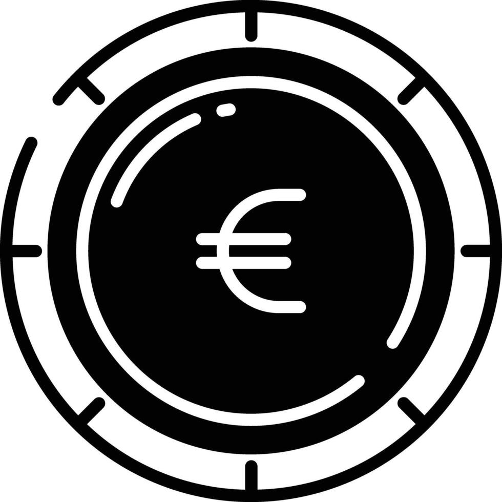 Euro coin glyph and line vector illustration