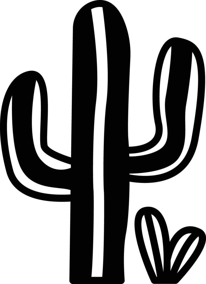 Cactus plant glyph and line vector illustration