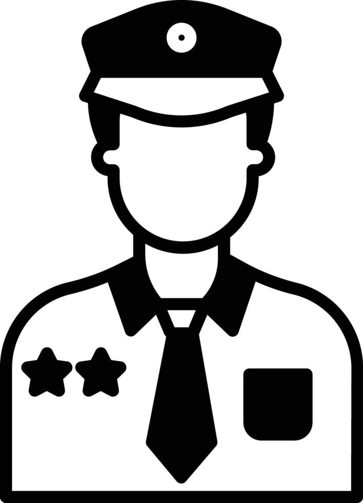 Policeman glyph and line vector illustration