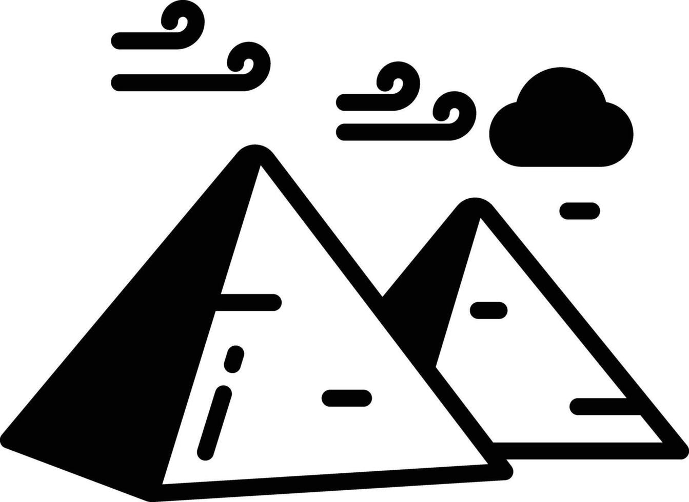 Pyramid glyph and line vector illustration