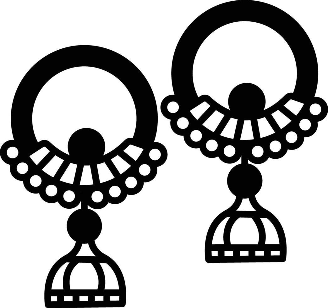 Earrings glyph and line vector illustration