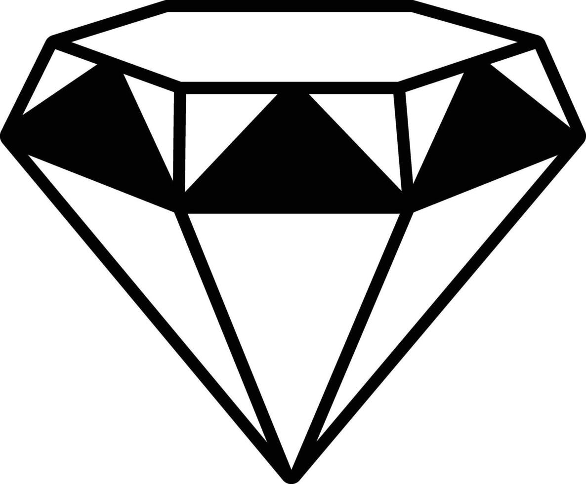 Diamond glyph and line vector illustration