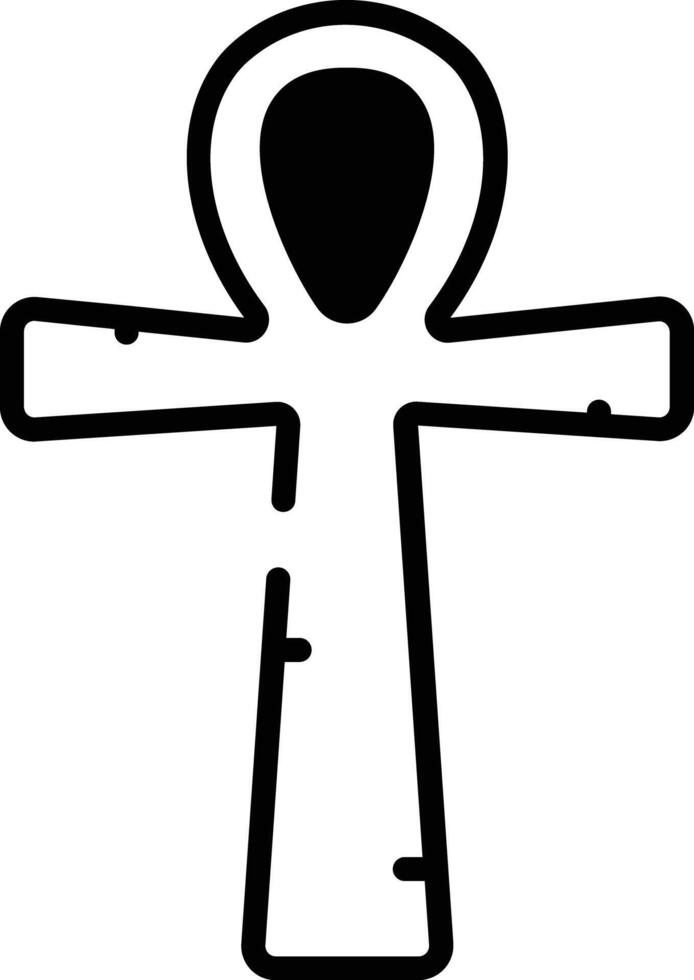 Ankh cross glyph and line vector illustration