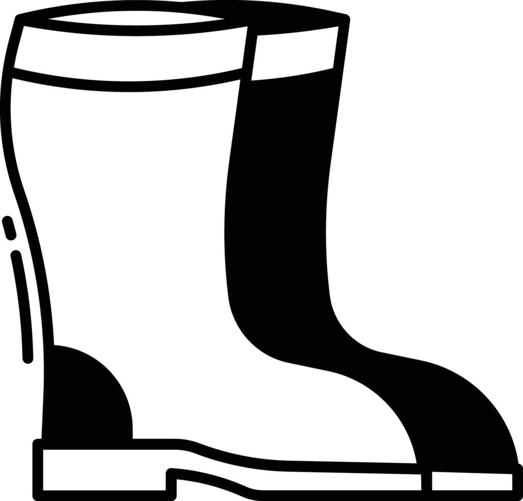 caucho botas glifo y línea vector ilustración