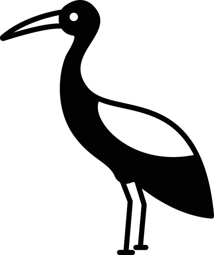 Crane bird glyph and line vector illustration