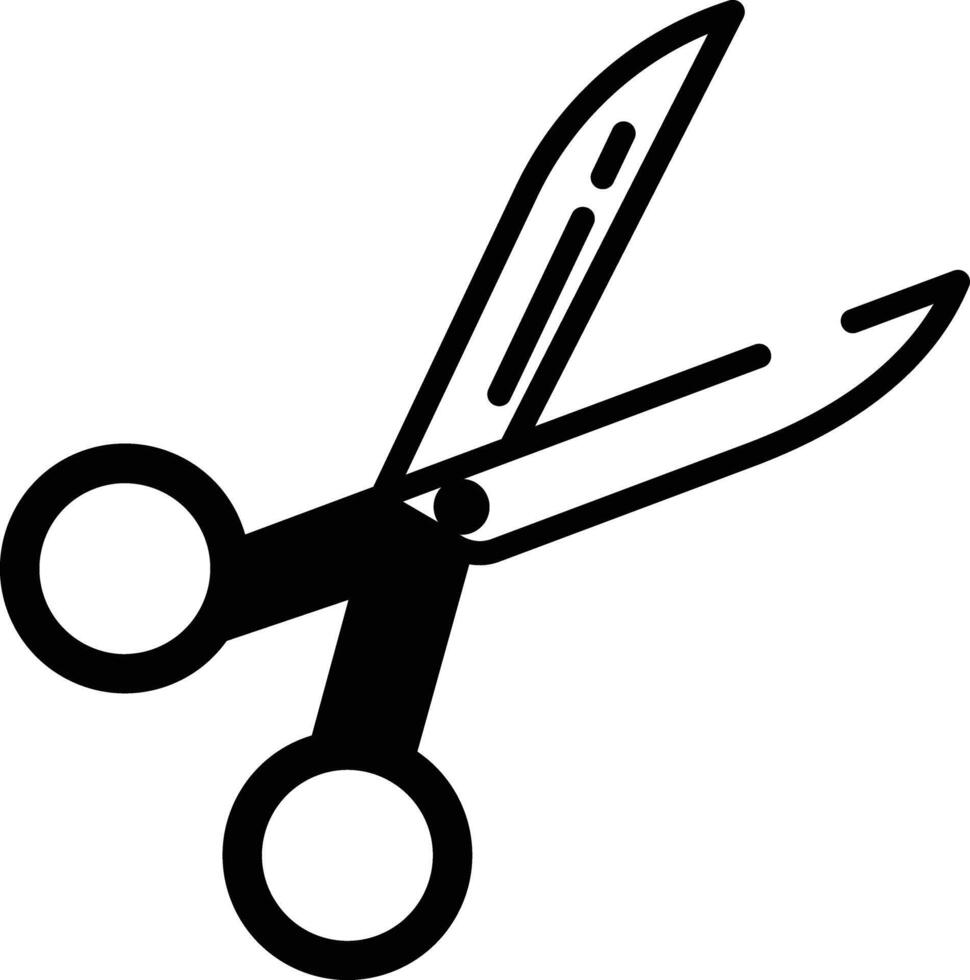 Scissor glyph and line vector illustration