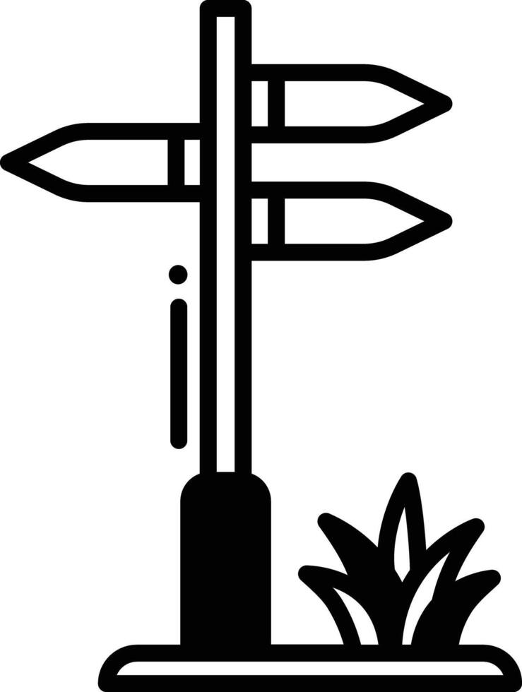 Direction board glyph and line vector illustration