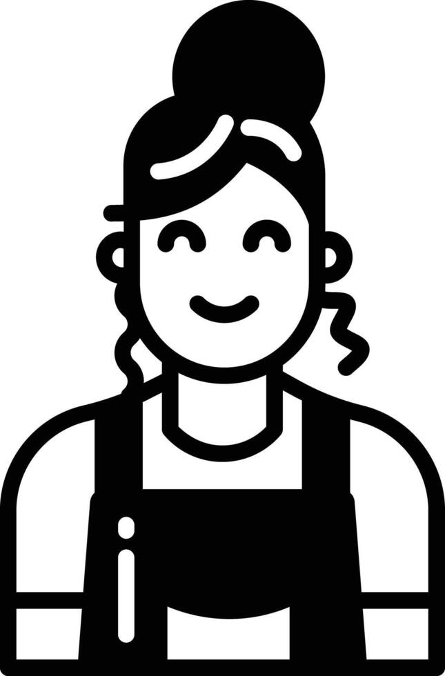Woman chef glyph and line vector illustration