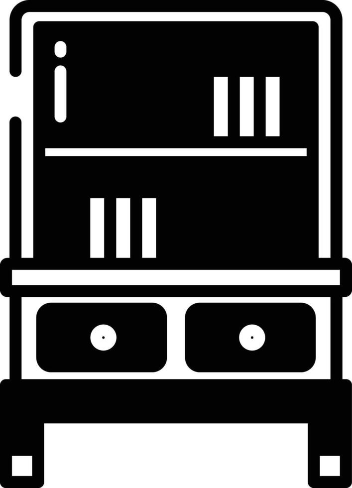 Bookshelf glyph and line vector illustration