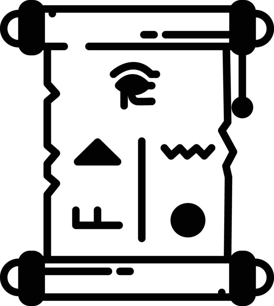 Ancient Scroll glyph and line vector illustration