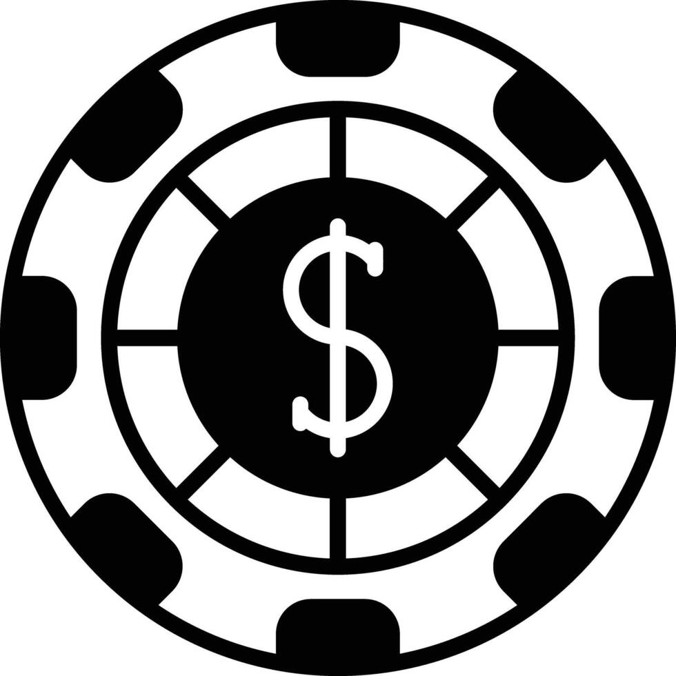 Casino coin glyph and line vector illustration