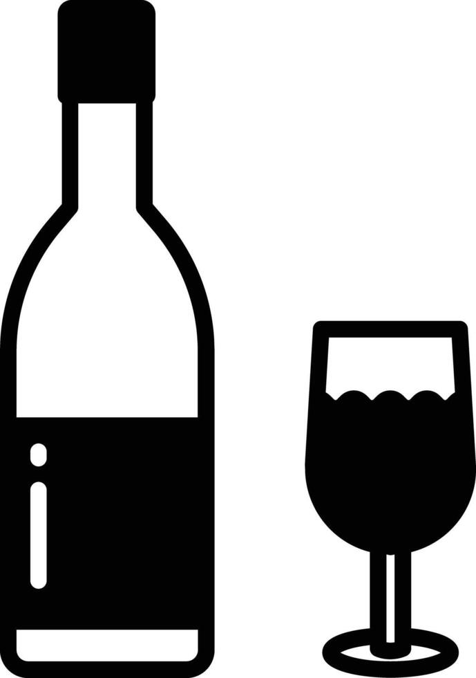 wine bottle glyph and line vector illustration