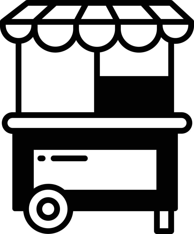 Food Cart glyph and line vector illustration