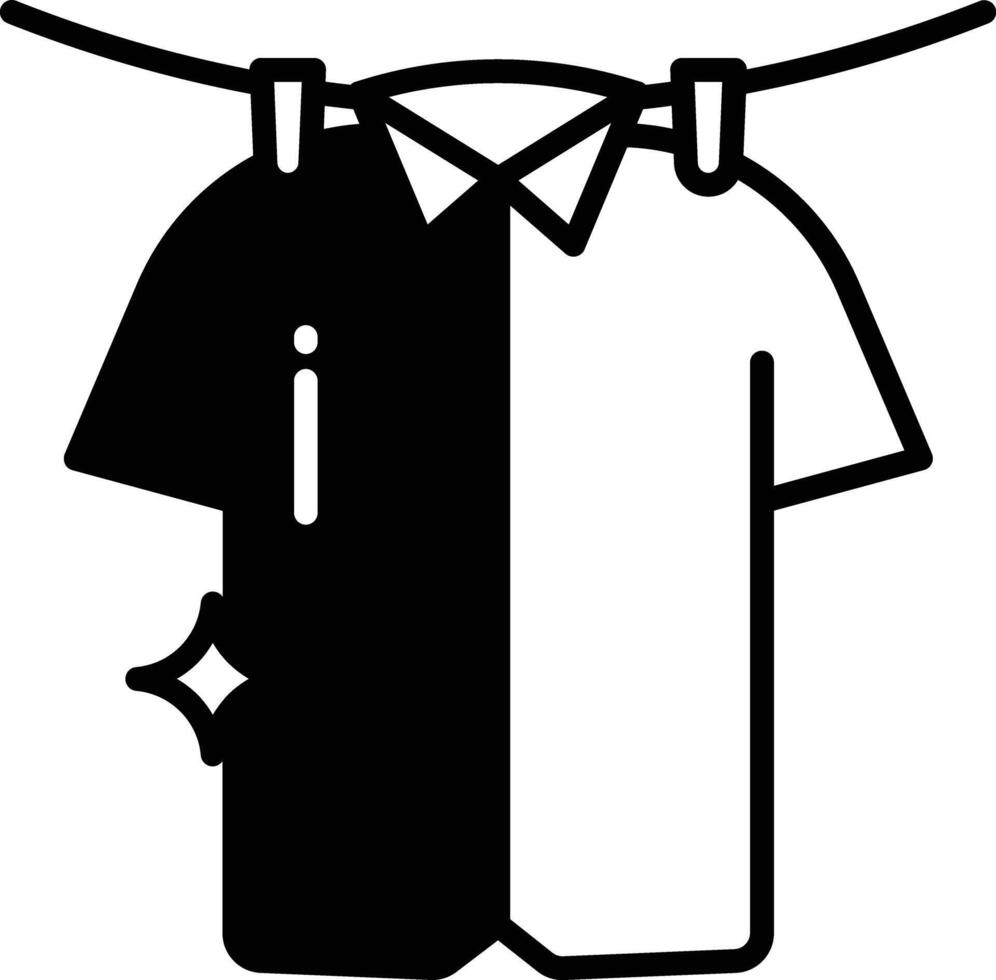 camisa colgar glifo y línea vector ilustración