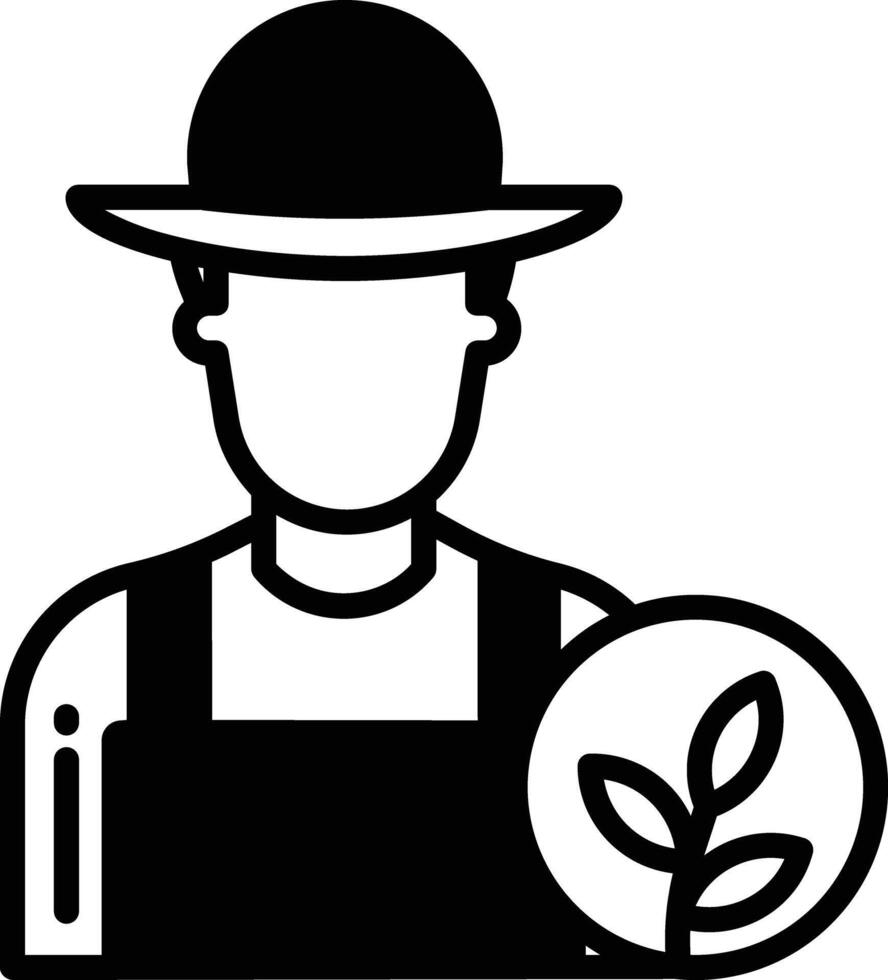 Farmer man glyph and line vector illustration