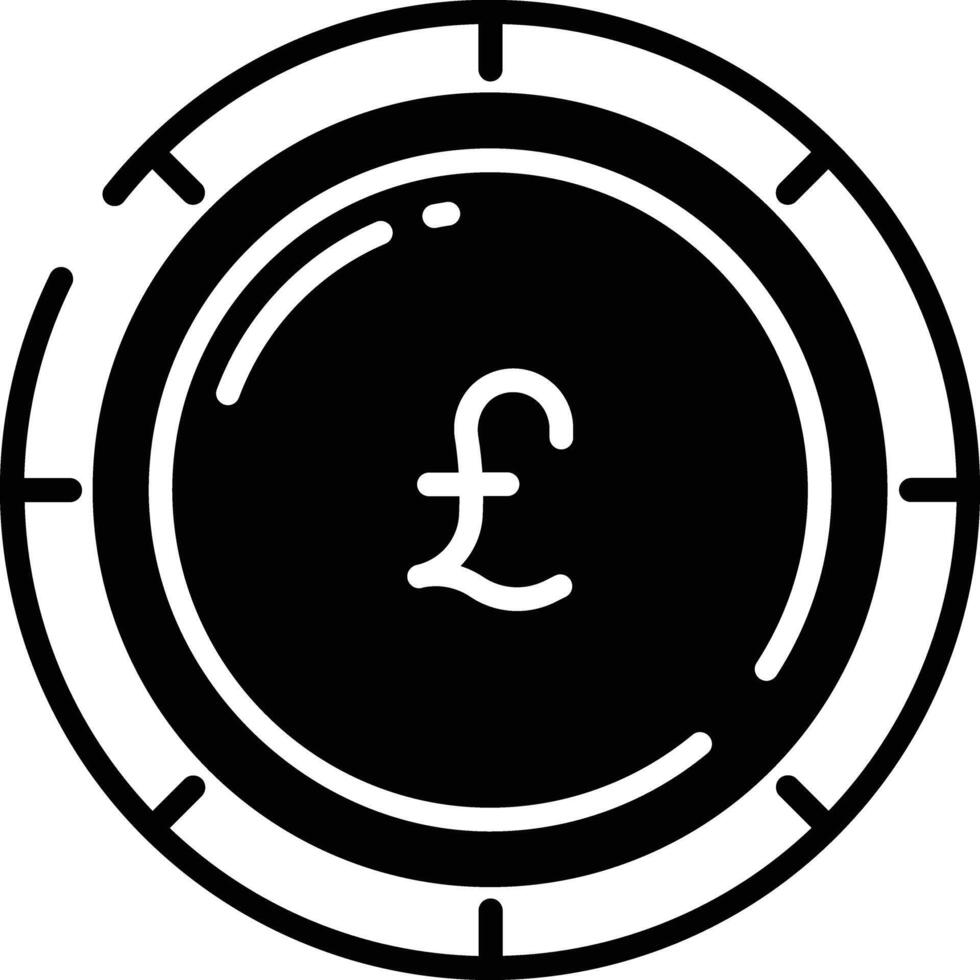 Pound coin glyph and line vector illustration
