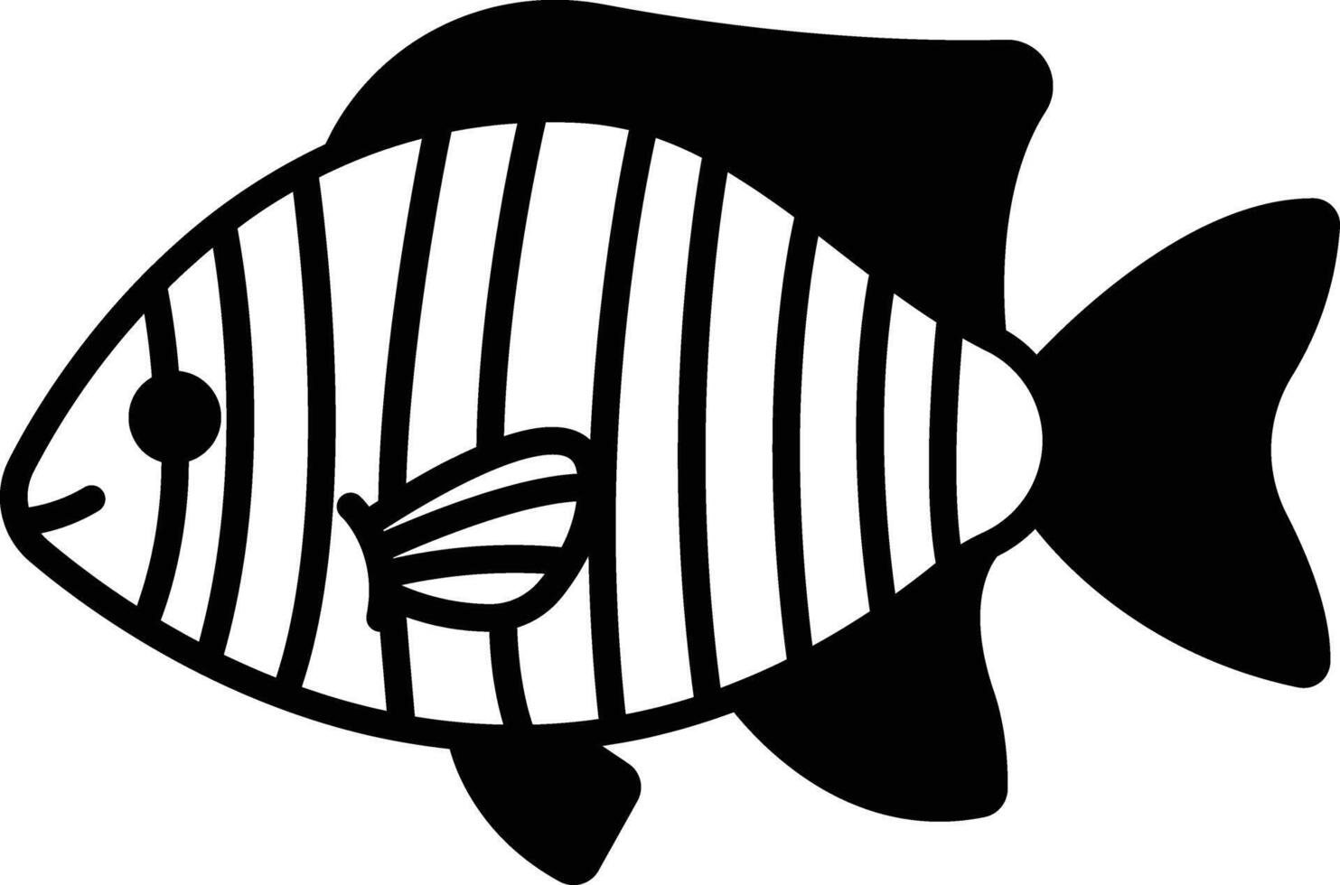 a rayas pez pico glifo y línea vector ilustración