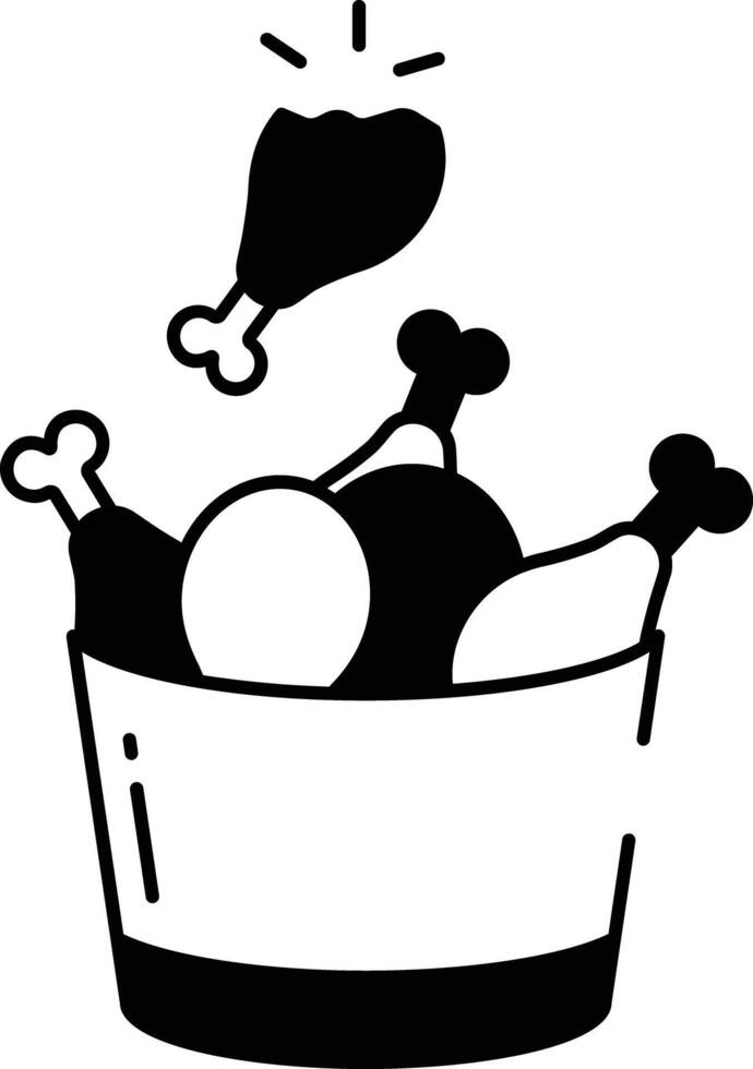 Chicken fry glyph and line vector illustration