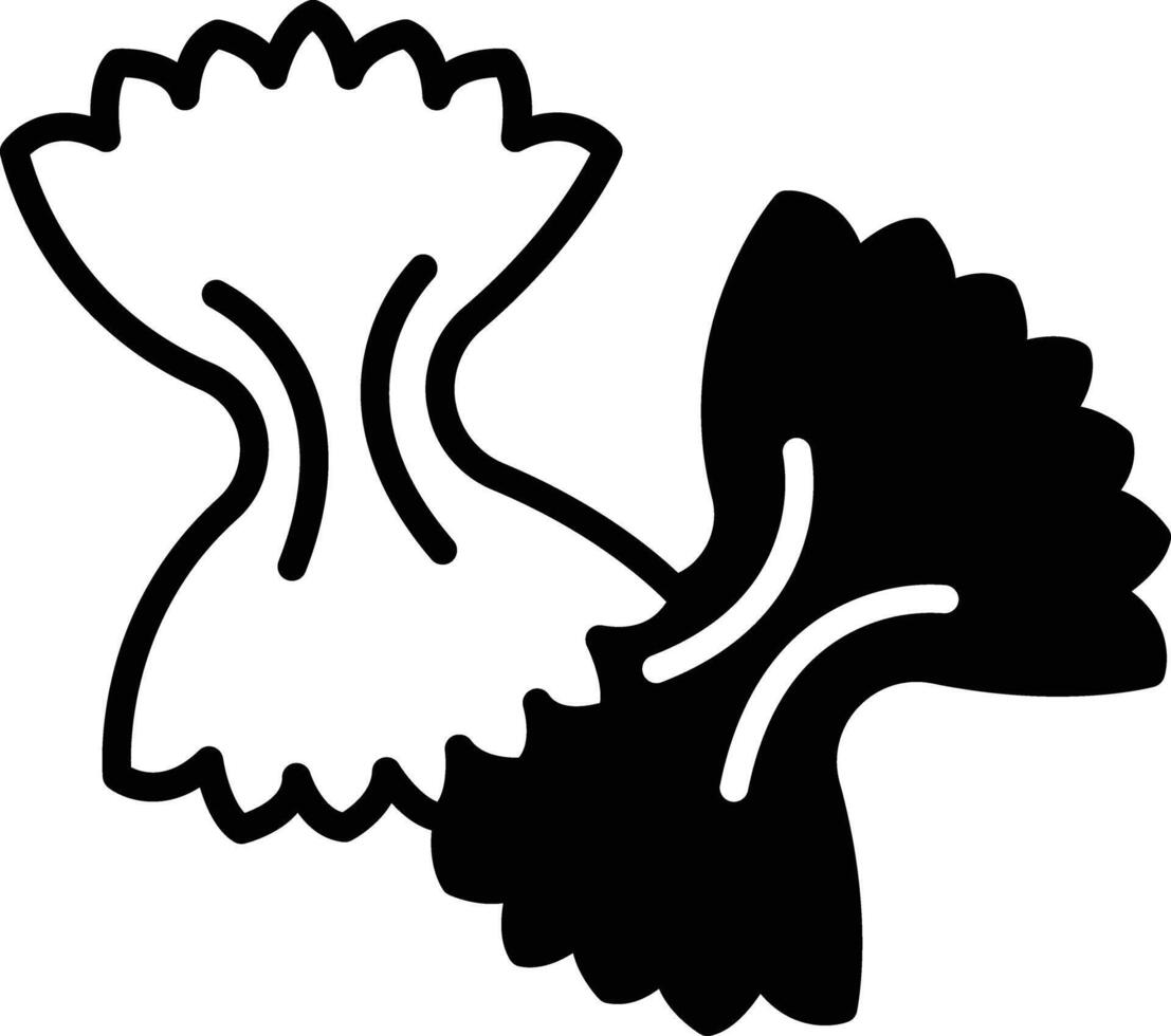 farfalle pasta glifo y línea vector ilustración