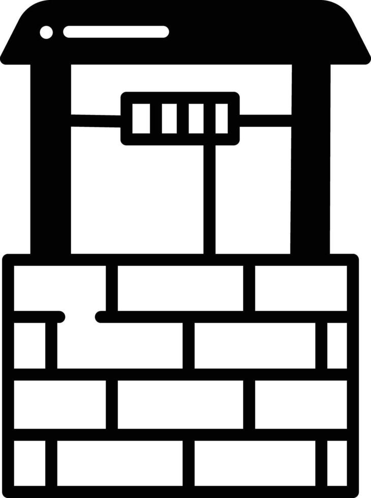 Water well glyph and line vector illustration