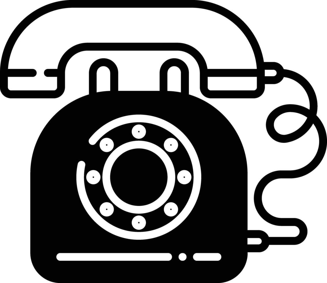 Land phone glyph and line vector illustration