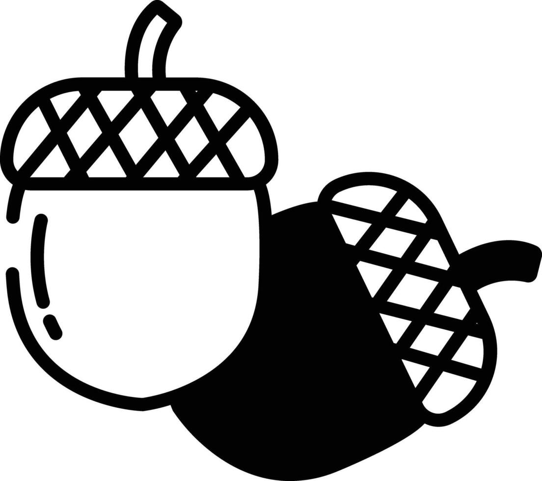 acorn glyph and line vector illustration