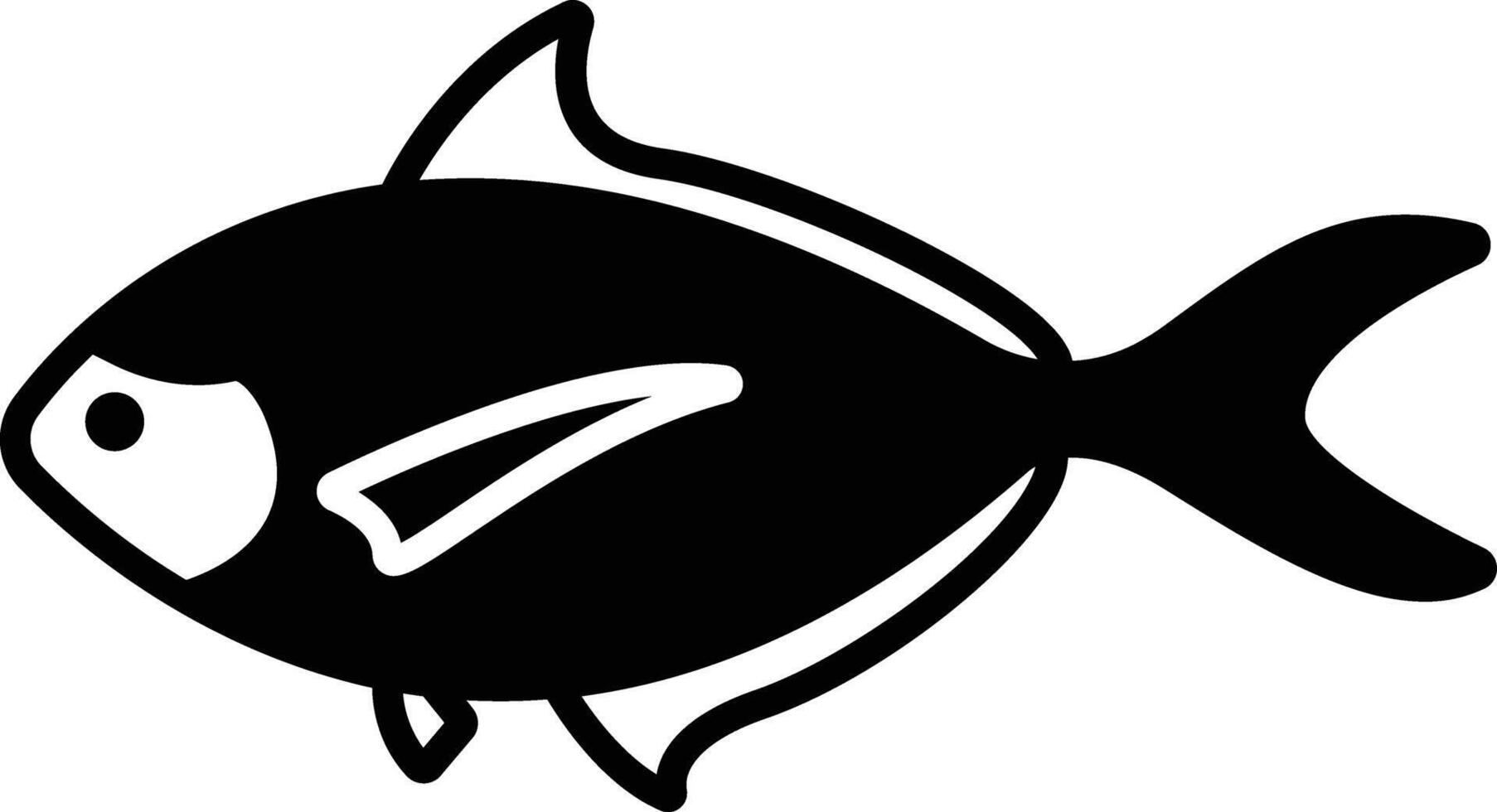 hoz japuta pescado glifo y línea vector ilustración