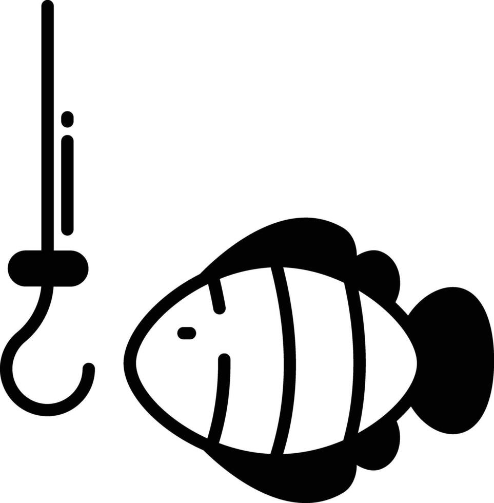 Fishing glyph and line vector illustration