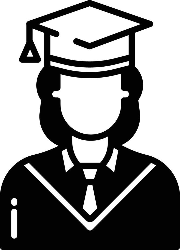 Graduation girl glyph and line vector illustration