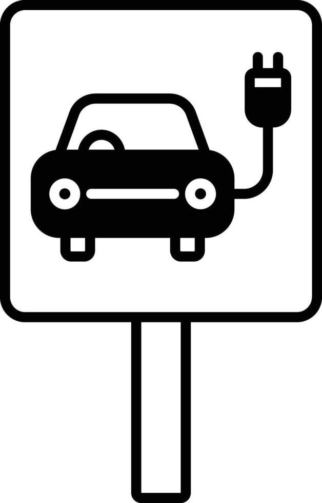 EV station board glyph and line vector illustration