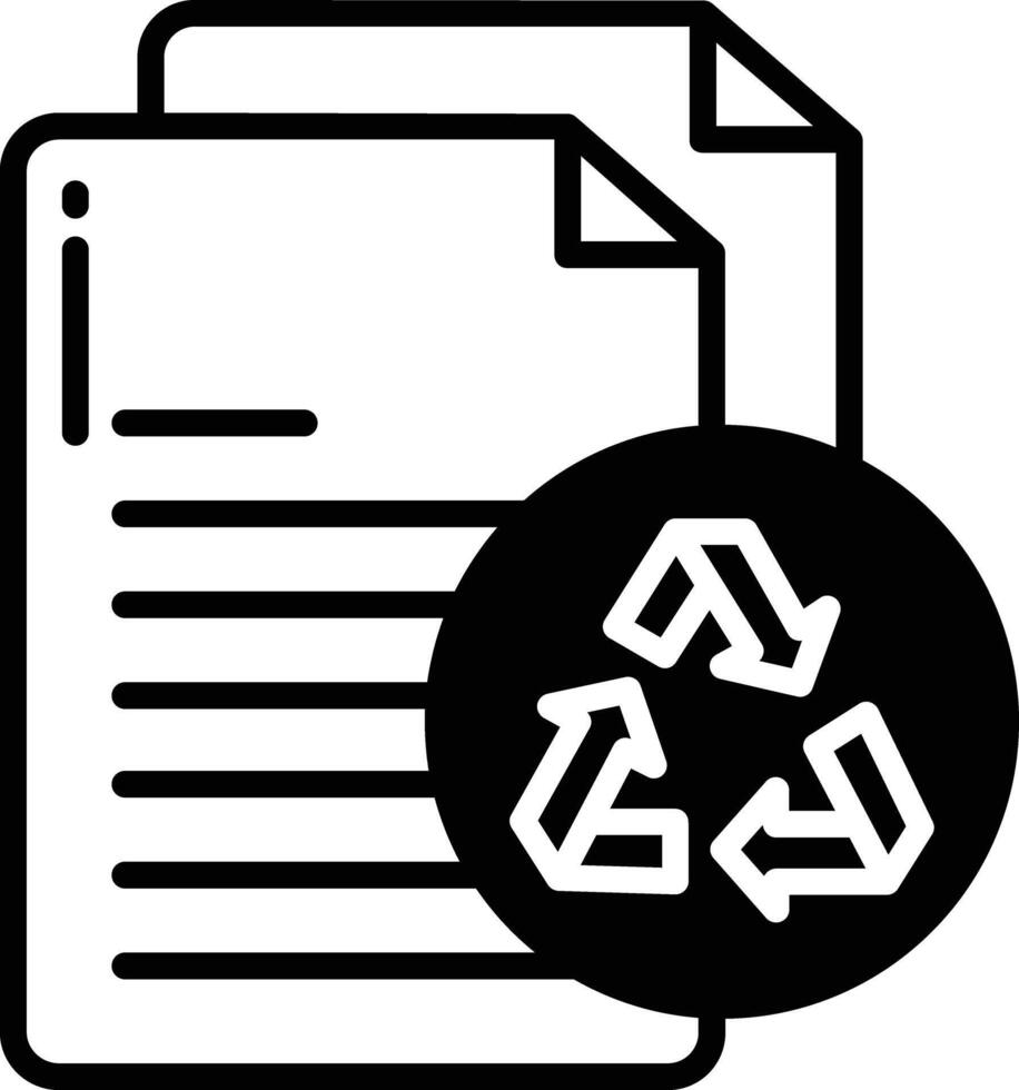 Paper recycling glyph and line vector illustration